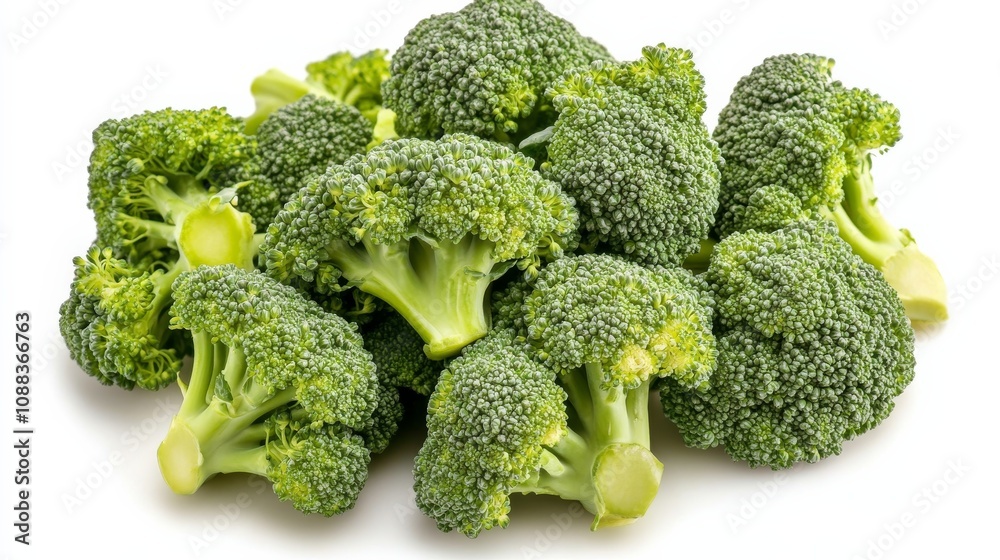 Wall mural a cluster of fresh, green broccoli florets with their tree-like shapes and bumpy textures, each broc