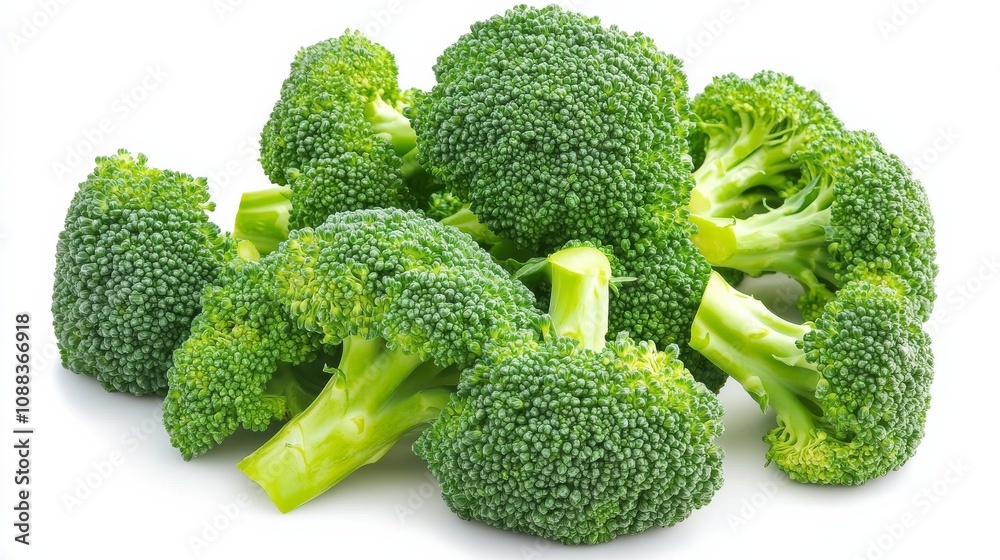 Wall mural a cluster of fresh, green broccoli florets with their tree-like shapes and bumpy textures, each broc