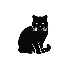 Hand drawn cat logo template