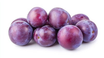 Obraz premium A cluster of plump, purple plums arranged elegantly, Each plum showcasing its smooth skin and slight bloom