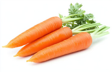 Fresh orange carrots with green tops, perfect for healthy meals and snacks. Their vibrant color and crisp texture make them nutritious addition to any dish