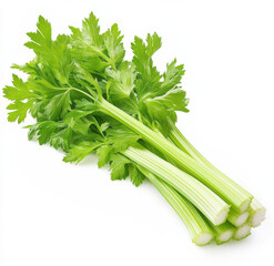 Fresh green celery stalks with vibrant leaves, perfect for salads and cooking. This nutritious vegetable adds flavor and crunch to various dishes
