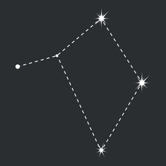 Libra zodiac icon with line and point. Detailed flat vector illustration of the zodiac horoscope constellations on top of a dim star background. Hand drawn