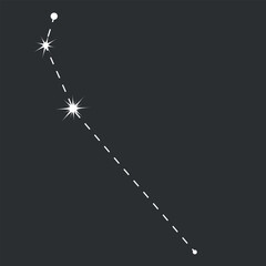 Aries zodiac icon with line and point. Detailed flat vector illustration of the zodiac horoscope constellations on top of a dim star background. Hand drawn