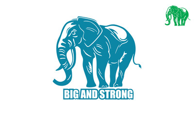 blue elephant big and beauty, silhouette of huge animal standing vector illustrations