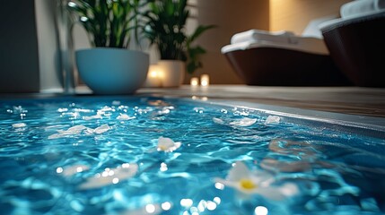 Tranquil Spa Pool With Floating Flower Petals