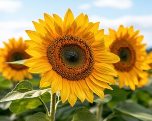 Obraz premium vibrant sunflower in a field