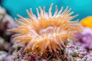 Vibrant sea anemone underwater