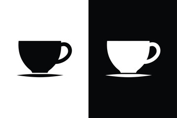 Black And White Cup Silhouette Vector for Print and Web.