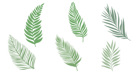Green Leaf Silhouette Icon Set &ndash; Minimalist Botanical Design Elements
