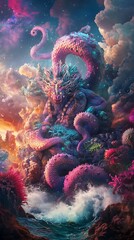 Obraz premium There is an awakening of the blue dragons