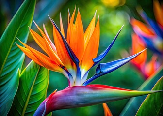 Obraz premium Stunning Close-Up of Bird of Paradise Flower - Vibrant Colors and Unique Shape in Nature Photography
