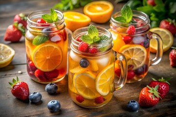 Refreshing Summer Fruit Infused Iced Tea in Mason Jars