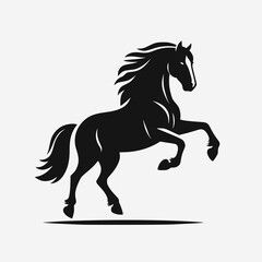 Fototapeta premium Horse silhouette on white background. Flat vector illustration for logo or other design. JPEG version.