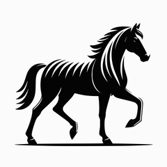 Obraz premium Horse silhouette on white background. Flat vector illustration for logo or other design.