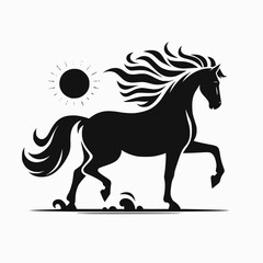 Obraz premium Horse silhouette on white background. Flat vector illustration for logo or other design.