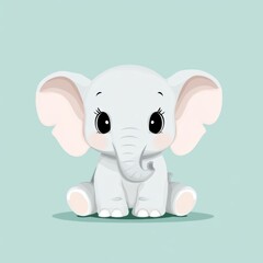 Fototapeta premium Cute baby elephant illustration wildlife art digital artwork playful environment whimsical viewpoint adorable concept
