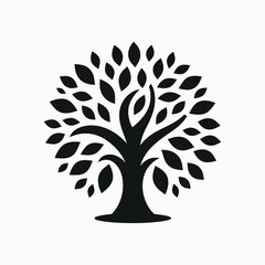 Tree logos collection in flat style