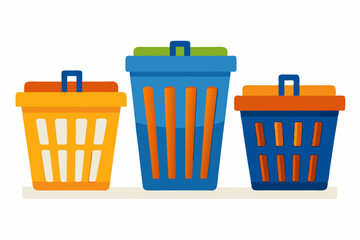 Beautiful plastic basket set vector art illustration