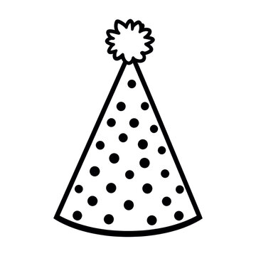 recommend clip art: Minimalist Polka Dot Party Hat Icon with Pom Pom