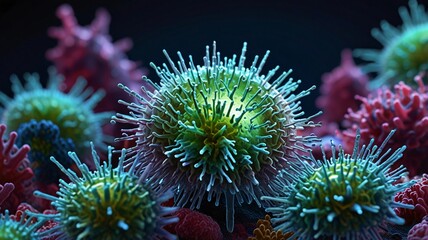 Bioluminescent Coral Reef, Surreal Macro Art of Teal & Purple Hues in Deep Sea Exploration V4