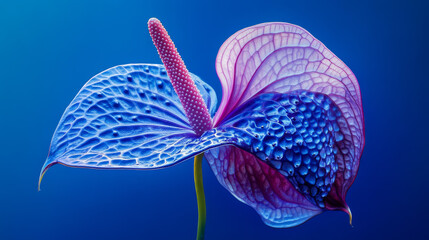 Blue Purple Anthurium Flower Macro Photography, Exotic Tropical Plant