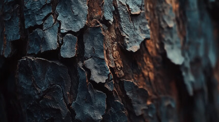 Redwood Bark Texture: Deep Teal, Brown, Macro Photography