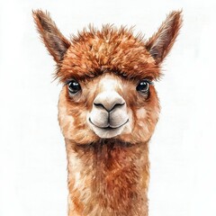 Fototapeta premium Watercolor Portrait of a Smiling Alpaca.