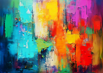 abstract background with brush strokes of different colors and spots of paint