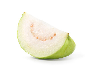 Fresh Guava fruit cut in half isolated on white background.  Clipping path.