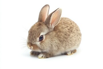Obraz premium Adorable Baby Rabbit Isolated on White Background.