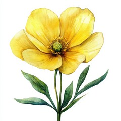 Yellow Flower Watercolor Painting.