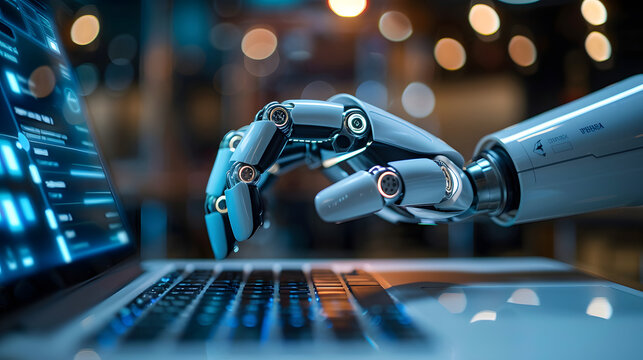 RPA concept, Robotic Process Automation technology to automate business tasks with AI. Automated software on laptop computer. Digital transformation for business