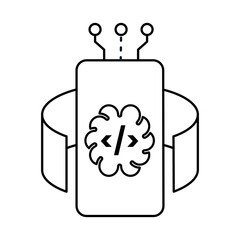 AI Integration Icon – Mobile with Circuit and Brain, Representing Artificial Intelligence, Machine Learning, and Innovation