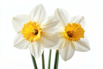 Fototapeta premium Two White Daffodils with Yellow Centers.