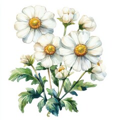 Fototapeta premium Watercolor White Flowers.