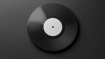 Blank vinyl record on black. Perfect for music, retro, or vintage designs; add your own text or artwork.