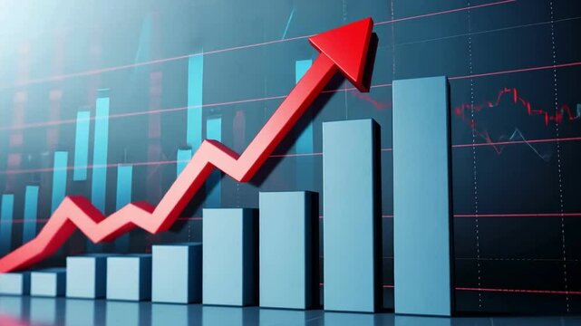Dynamic growth chart visualization showcasing upward trend in data analysis and business performance metrics.