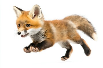 Fototapeta premium Red Fox Kit Leaping in Mid Air.
