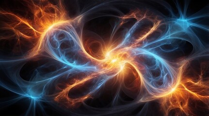 Semiabstract energy field combining glowing waves of heat and light.