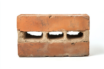 Brown brick wall with hole on white background