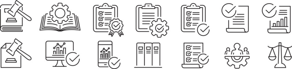 Regulation icons set vector illustration