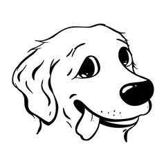 An adorable illustration of a happy and cheerful Golden Retriever dog face, full of love and joy.Vector sketch illustration. Pet shop