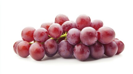 A fresh ripe bunch of red grapes with their smooth, shiny skins and juicy interiors, Each grape’s vibrant color and texture captured with precision
