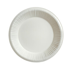 Simple white paper plate on a plain background