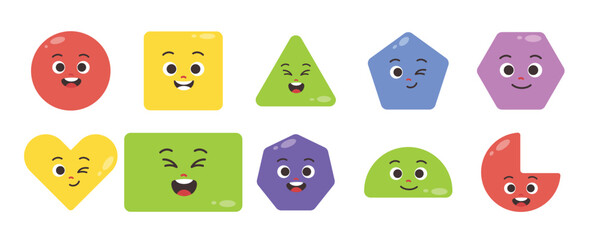 Fototapeta premium Handdrawn Geometric Shape Character with Various Expression