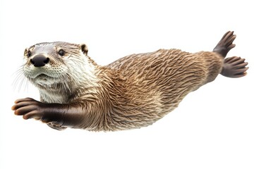 River Otter Swimming Underwater.
