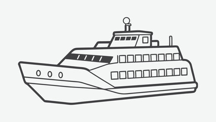Obraz premium Ferry Line Art Vector Illustration of Water Transport and Boat Design Elements for Creative Projects