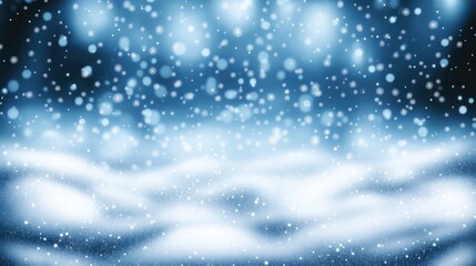 Soft snowflakes gently fall in a serene winter landscape, creating a cozy and enchanting atmosphere perfect for holiday greetings and festive designs. Ideal for warming up winter promotions