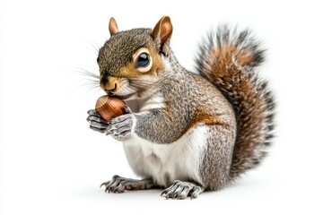 Fototapeta premium Grey Squirrel Eating a Nut.